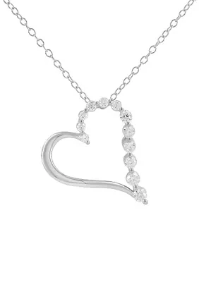 1/2 ct. t.w. Lab Grown Diamond Heart Pendant 18'' Necklace in Sterling Silver