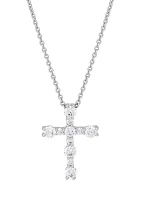 1 ct. t.w. Lab Grown Diamond Cross Pendant with 18" Cable Chain in Sterling Silver