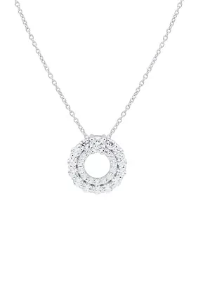 1/2 ct. t.w. Lab Grown Diamond Circle Pendant Necklace with 18'' Cable Chain Sterling Silver