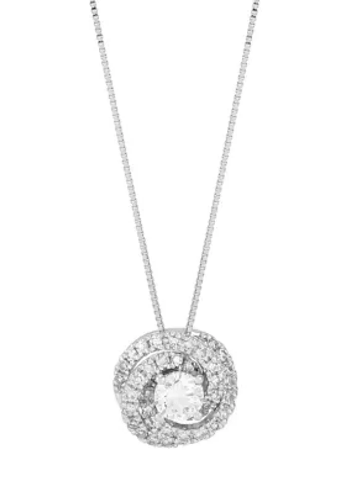 3/4 ct. t.w. Lab Grown Diamond Pendant with 18" Box Chain in 10K White Gold