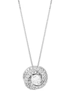 3/4 ct. t.w. Lab Grown Diamond Pendant with 18" Box Chain in 10K White Gold