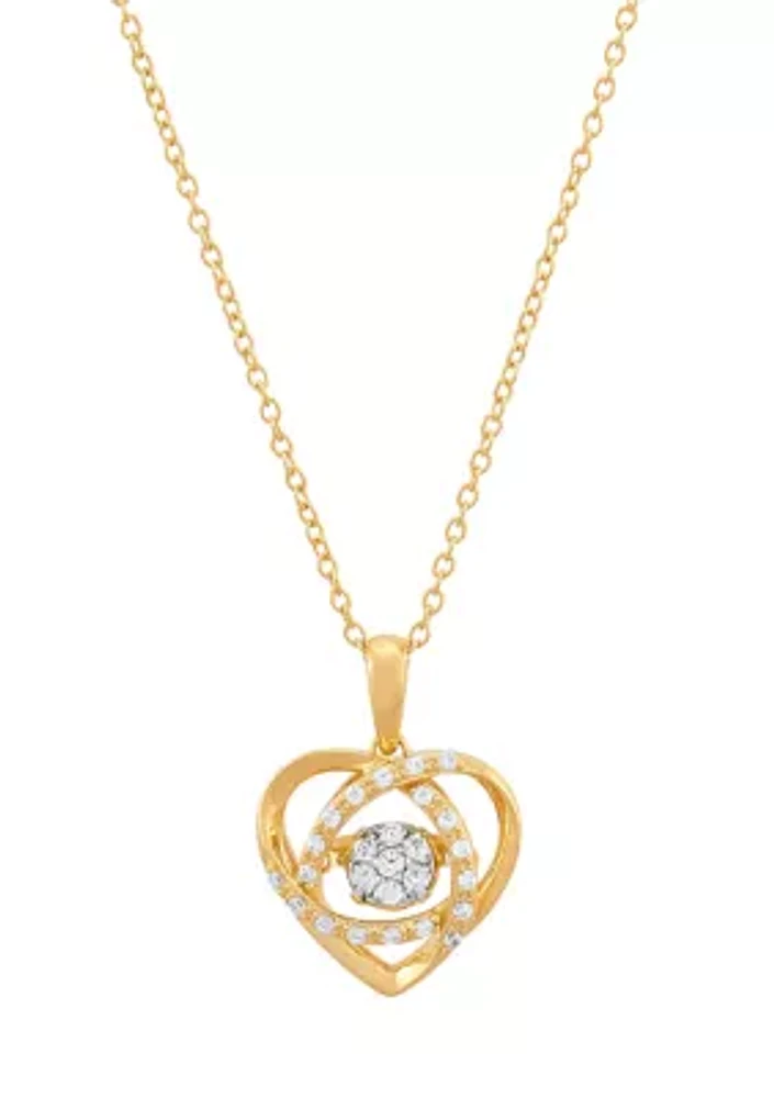 1/5 ct. t.w. Lab Grown Diamond Heart Pendant with 18" Cable Chain in Gold Over Sterling Silver