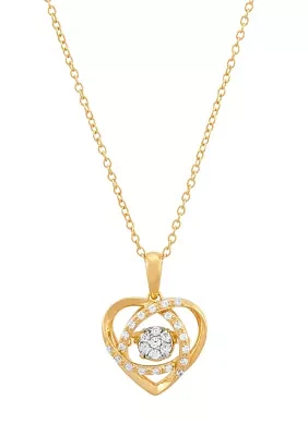 1/5 ct. t.w. Lab Grown Diamond Heart Pendant with 18" Cable Chain in Gold Over Sterling Silver