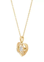 1/5 ct. t.w. Lab Grown Diamond Heart Pendant with 18" Cable Chain in Gold Over Sterling Silver