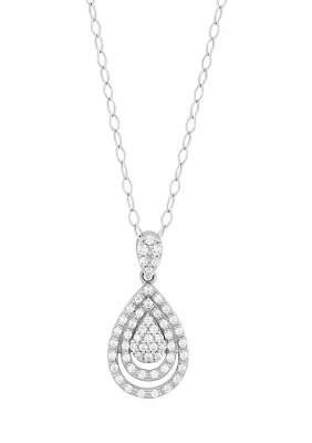 1/3 ct. t.w. Diamond Pear Shape Pendant with 18" Cable Chain in Sterling Silver