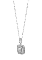 1/3 ct. t.w. Diamond Cushion Shape Pendant with 18" Cable Chain in Sterling Silver