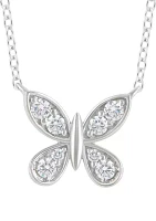 1/3 ct. t.w. Lab Grown Diamond Butterfly Necklace in Sterling Silver