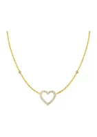 1/10 ct. t.w. Diamond Open Heart Necklace in Gold Over Sterling Silver