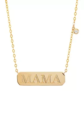 Diamond Accent Mama Necklace in 10K Yellow Gold 