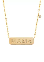 Diamond Accent Mama Necklace in 10K Yellow Gold 