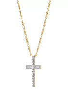 1/10 ct. t.w. Diamond Cross Chain Necklace in Gold Over Silver