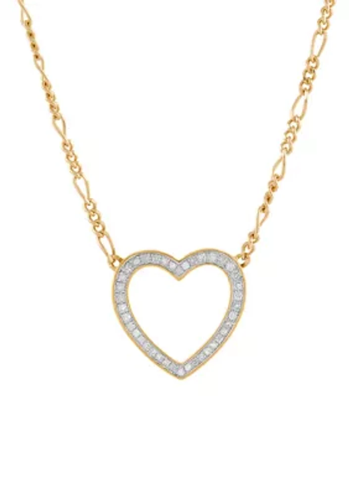 1/4 ct. t.w. Diamond Heart Necklace in Gold Over Silver