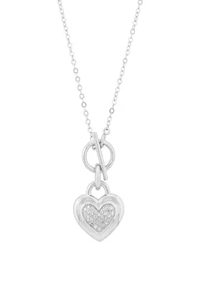 1/10 ct. t.w. Diamond Interlock Heart Necklace in Sterling Silver