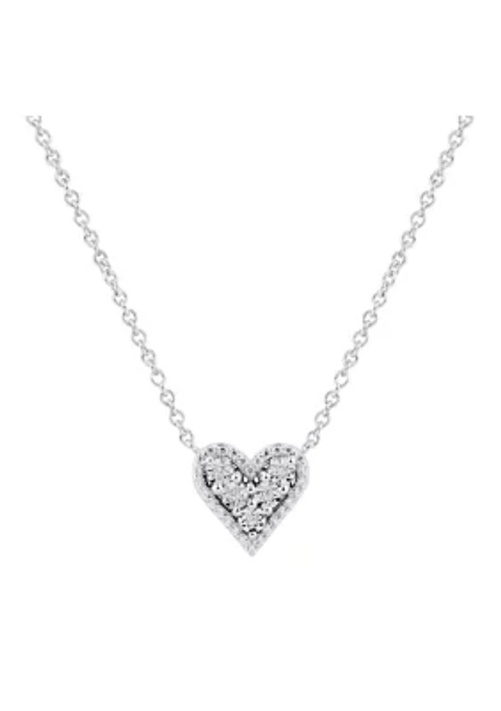 1/10 ct. t.w. Diamond Heart Necklace in Sterling Silver 