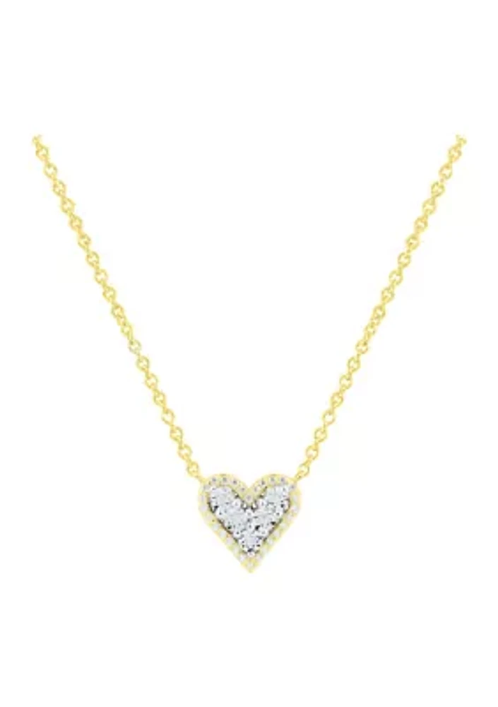 1/10 ct. t.w. Diamond Heart Necklace in Gold Over Sterling Silver 