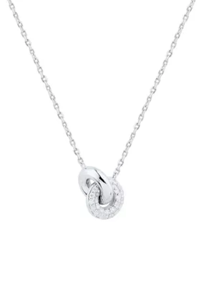 1/5 ct. t.w. Diamond Circle Charm Necklace in Sterling Silver