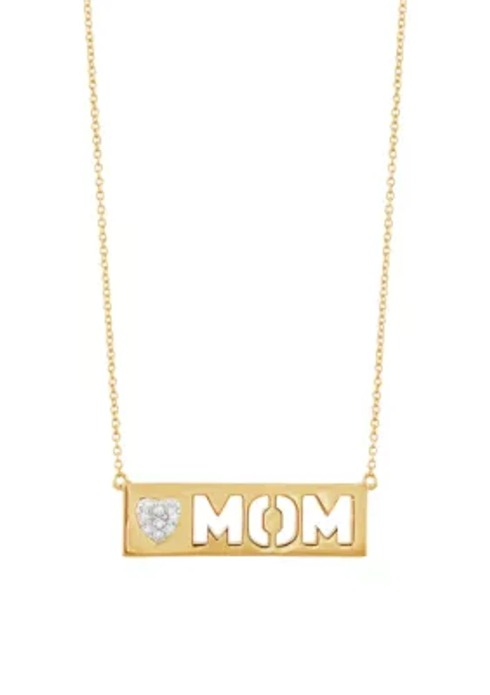 1/10 ct. t.w. Diamond Mom Necklace in Gold Plated Sterling Silver