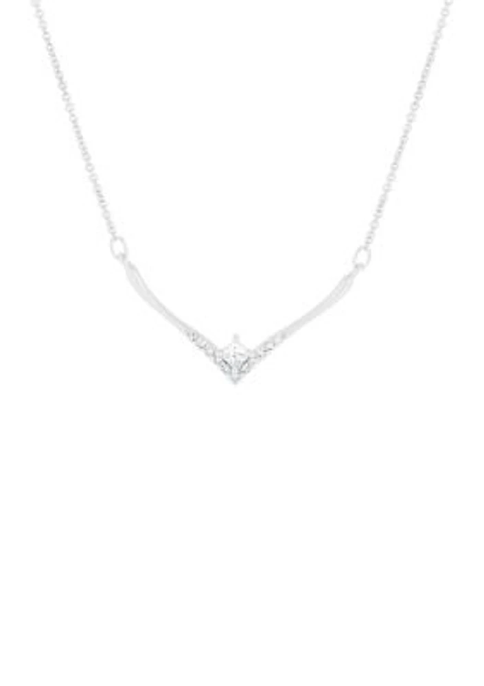 1/4 ct. t.w. Lab Grown Diamond Chevron Necklace in 10K White Gold