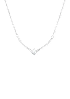 1/4 ct. t.w. Lab Grown Diamond Chevron Necklace in 10K White Gold