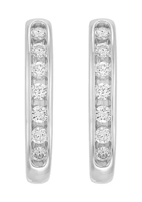  3/8 ct. t.w. Lab Grown Diamond Hoop Earrings in 10K White Gold