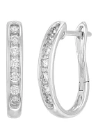  3/8 ct. t.w. Lab Grown Diamond Hoop Earrings in 10K White Gold