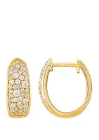 1/2 ct. t.w. Diamond Hoop Earrings in 10K Yellow Gold