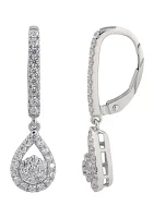 3/4 ct. t.w. Pear Shaped Lab Created Diamond Drop Earrings in Sterling Silver