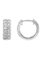 ct. t.w. Lab Created Diamond Hoop Earrings in Sterling Silver