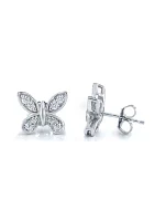 1/3 ct. t.w. Lab Grown Diamond Butterfly Stud Earrings in Sterling Silver