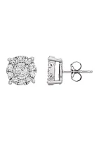 1 ct. t.w. Diamond Halo Stud Earrings in 14K White Gold