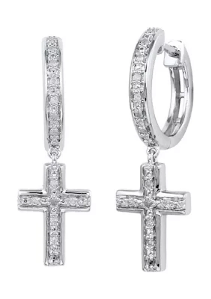  1/10 ct. t.w. Diamond  Hoops in Sterling Silver