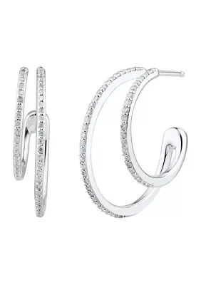 1/2 ct. t.w. Diamond Hoop Earrings in 10K White Gold