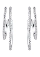 1/2 ct. t.w. Diamond Hoop Earrings in 10K White Gold