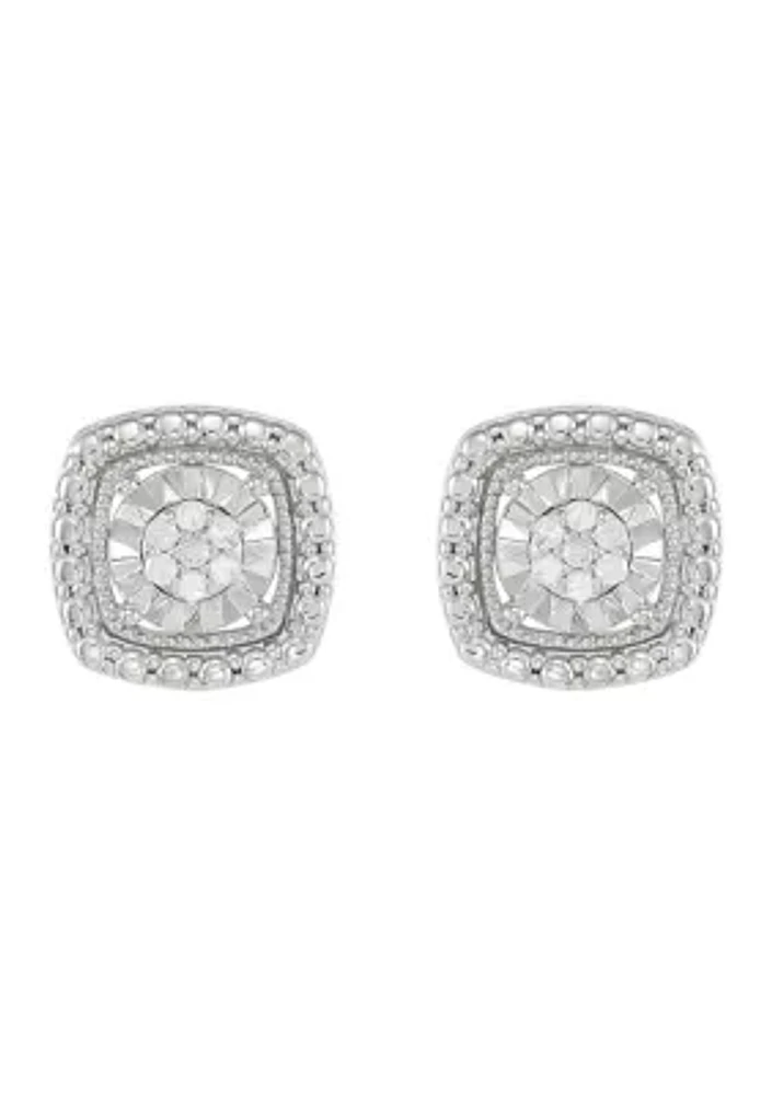 1/10 ct. t.w. Diamond Square Stud Earrings in Sterling Silver