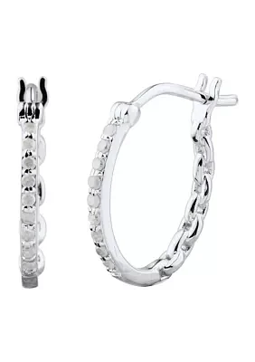 1/10 ct. t.w. Diamond Hoop Earrings in Sterling Silver and 3K White Gold