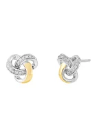 1/10 ct. t.w. Diamond Knot Stud Earrings in Sterling Silver and 10K Yellow Gold