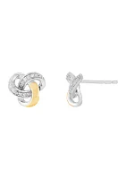 1/10 ct. t.w. Diamond Knot Stud Earrings in Sterling Silver and 10K Yellow Gold