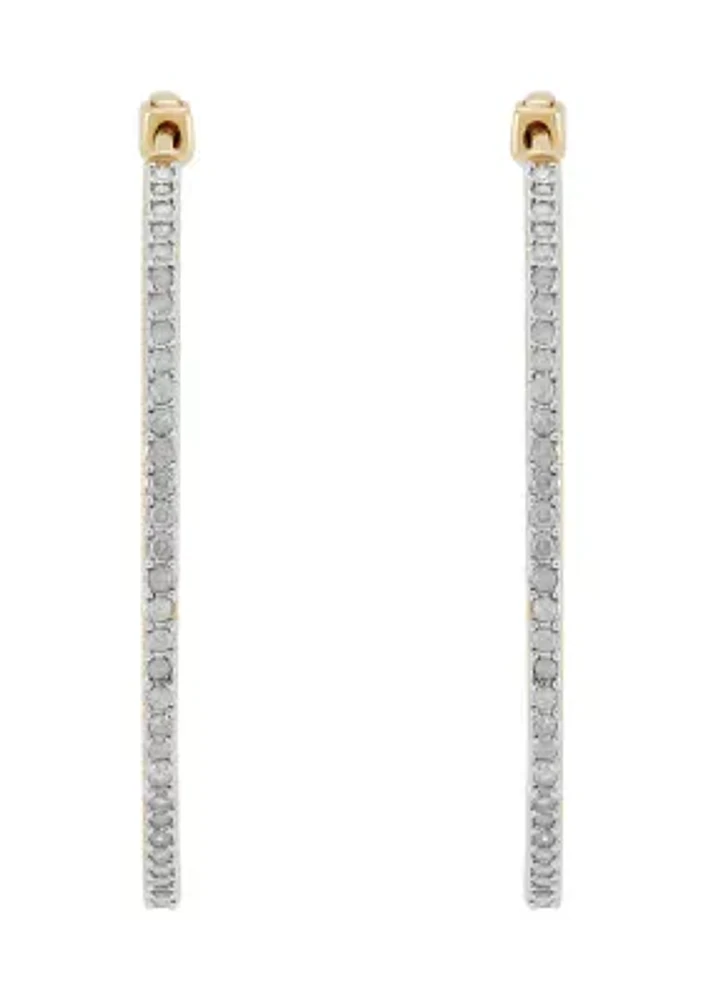 1 ct. t.w. Diamond Hoop Earrings in Sterling Silver with Gold Plating