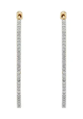 1 ct. t.w. Diamond Hoop Earrings in Sterling Silver with Gold Plating