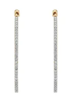 1 ct. t.w. Diamond Hoop Earrings in Sterling Silver with Gold Plating