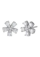 Lab Grown 1/2 ct. t.w. Diamond Flower Stud Earrings in Sterling Silver