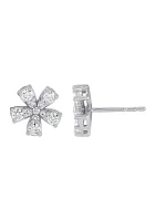 Lab Grown 1/2 ct. t.w. Diamond Flower Stud Earrings in Sterling Silver