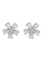 Lab Grown 1/2 ct. t.w. Diamond Flower Stud Earrings in Sterling Silver