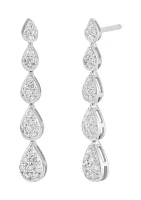 Lab Grown 1/2 ct. t.w. Diamond Drop Earrings in Sterling Silver