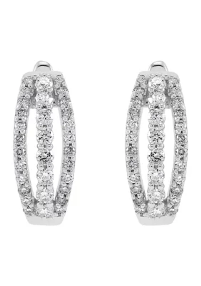 1/ ct. t.w. Lab Grown Diamond Hoop Earrings in Sterling Silver