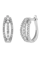 1/ ct. t.w. Lab Grown Diamond Hoop Earrings in Sterling Silver