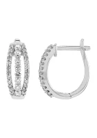 1/ ct. t.w. Lab Grown Diamond Hoop Earrings in Sterling Silver