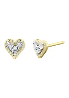 1/10 ct. t.w. Diamond Heart Earrings in Gold Over Sterling Silver