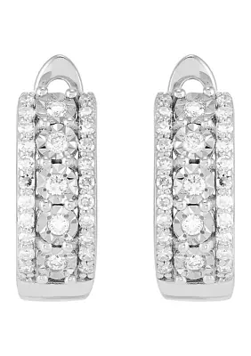 Lab Grown 1/3 ct. t.w. Diamond Huggie Hoop Earrings in Sterling Silver