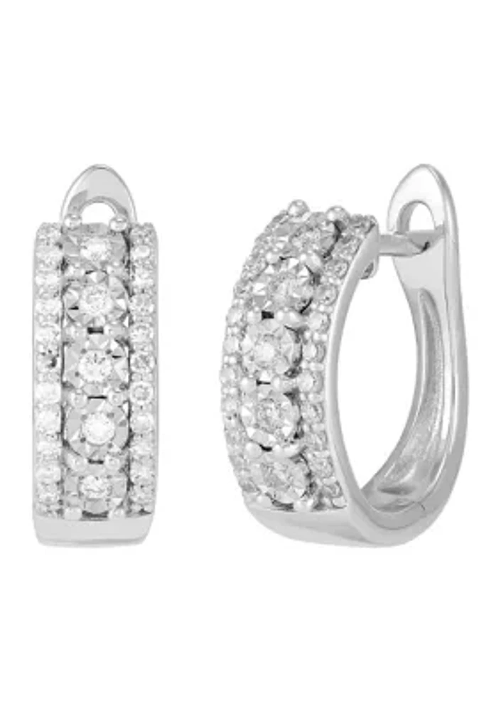 Lab Grown 1/3 ct. t.w. Diamond Huggie Hoop Earrings in Sterling Silver